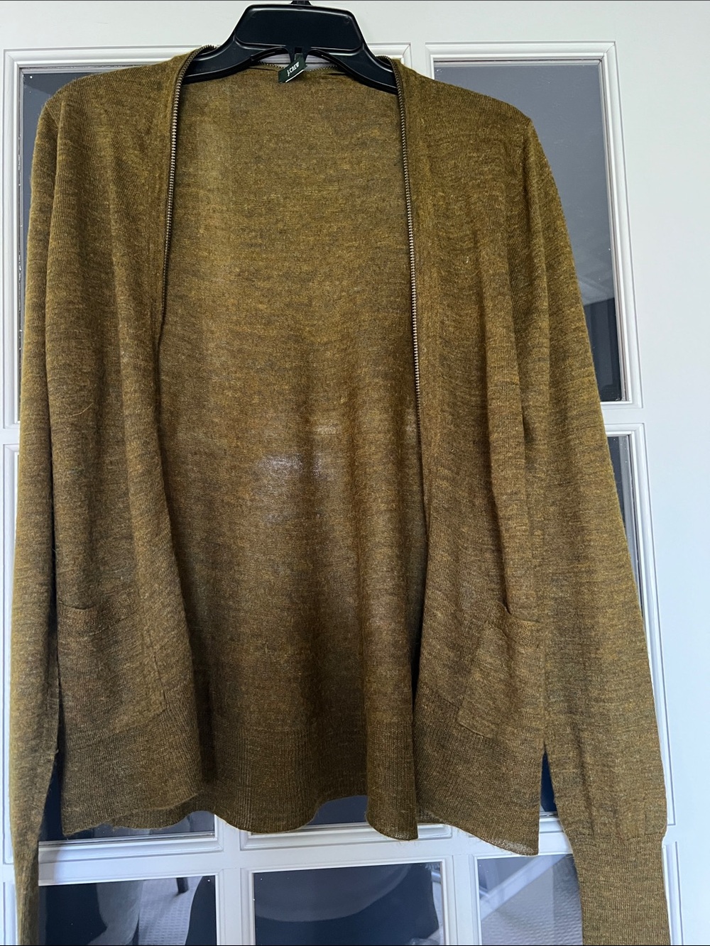 J. Crew Vintage Unique Olive-Green Zippered Cardigan size M